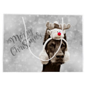 Dobermann-Weihnachtsporträt Große Geschenktüte (Rückseite)