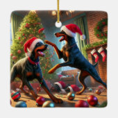 Dobermann Weihnachtsspass Keramikornament (Rückseite)