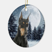 Dobermann-Weihnachtsverzierung Keramikornament (Links)