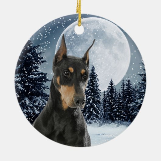 Dobermann-Weihnachtsverzierung Keramikornament (Hinten)