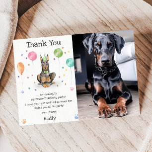 Dobermann-Welpen-Hunde-Geburtstags-Dankeschön-Kart Einladung