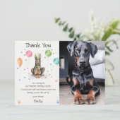 Dobermann Welppy Dog Birthday Danke Karte (Stehend Vorderseite)