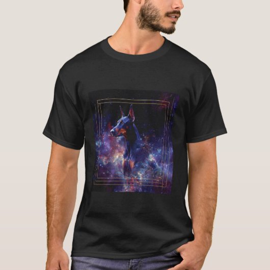 Dobermann Weltraum T-Shirt (Vorderseite)