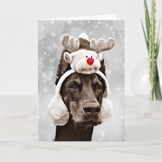 Dobermann-Winter-frohe Weihnachten (Vorderseite)