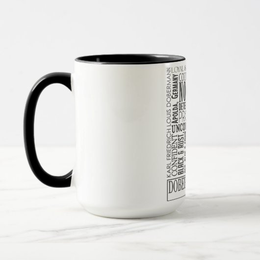 Dobermann-Wort-Kunst-Tasse Tasse (Links)