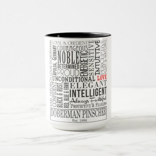 Dobermann-Wort-Kunst-Tasse Tasse (Zentrum)