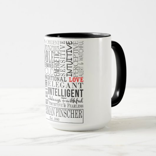 Dobermann-Wort-Kunst-Tasse Tasse (VorderseiteRechts)