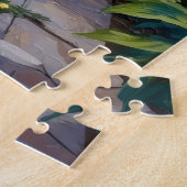 Dobermann-Zwilicht-Liliengarten-Kunst Puzzle (Seite)