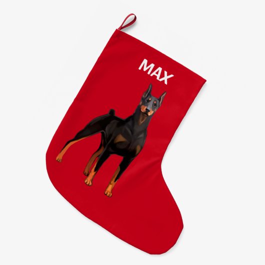 DobermannPinscher Großer Weihnachtsstrumpf (Vorderansicht (hängend))