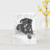 Dobermannpinscher-Hund, der durch Kelli Schwan Karte (Gelbe Blume)