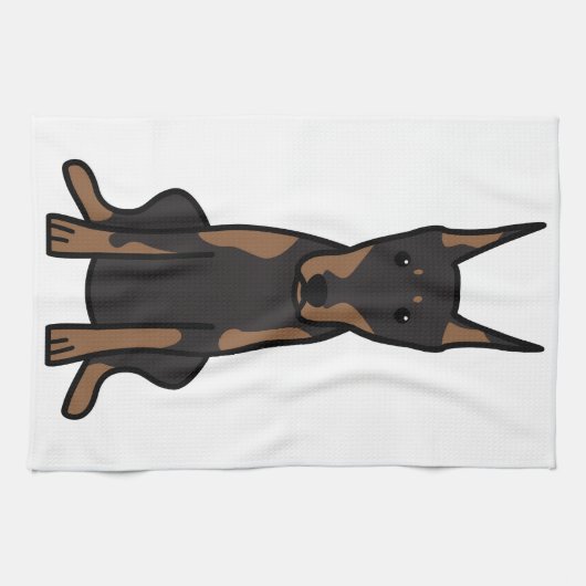 Dobermannpinscher-HundeCartoon Geschirrtuch (Horizontal)