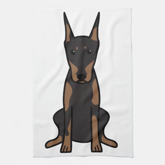 Dobermannpinscher-HundeCartoon Geschirrtuch (Vertikal)