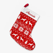 Dobermannpinscher-HundeSilhouette-Muster niedlich Kleiner Weihnachtsstrumpf (Vorderansicht (hängend))