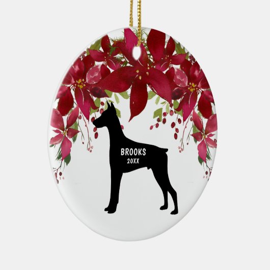 Dobermannpinscher-Hundeweihnachtsbaum Keramik Ornament (Rechts)