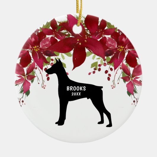 Dobermannpinscher-Hundeweihnachtsbaum Keramik Ornament (Vorne)