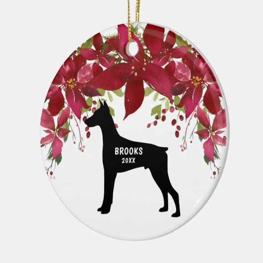 Dobermannpinscher-Hundeweihnachtsbaum Keramik Ornament (Links)