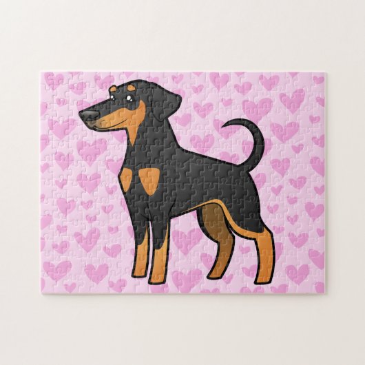 Dobermannpinscher-Liebe (schlaffe Ohren) Puzzle (Horizontal)