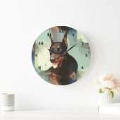 Dobermannpinscher-Porträt Große Wanduhr (Zuhause)