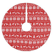 Dobermannpinscher-Silhouette-Weihnachtsmuster Polyester Weihnachtsbaumdecke (Vorderseite)