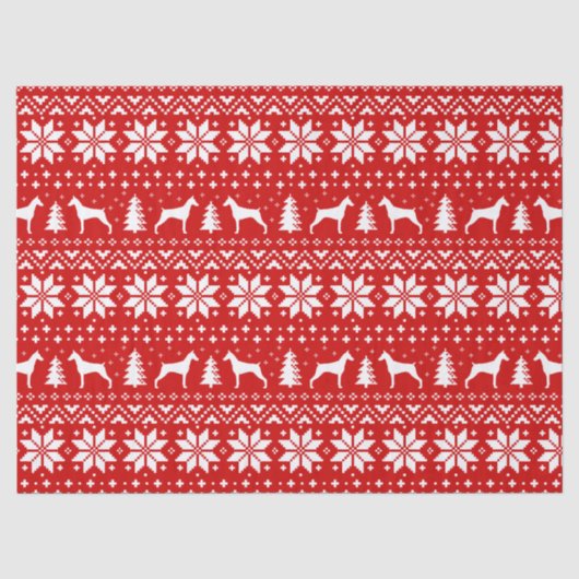 Dobermannpinscher-Silhouette-Weihnachtsmuster Seidenpapier (Vorderseite)