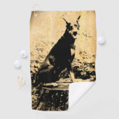 Dobermannpinscher-Vintages altes Foto Golfhandtuch (Insitu)