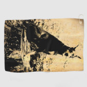 Dobermannpinscher-Vintages altes Foto Golfhandtuch (Horizontal)