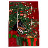 Dobermannpinscher-Weihnachten Mittlere Geschenktüte (Rückseite)