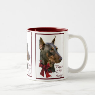 Dobermannpinscher-Weihnachten Zweifarbige Tasse