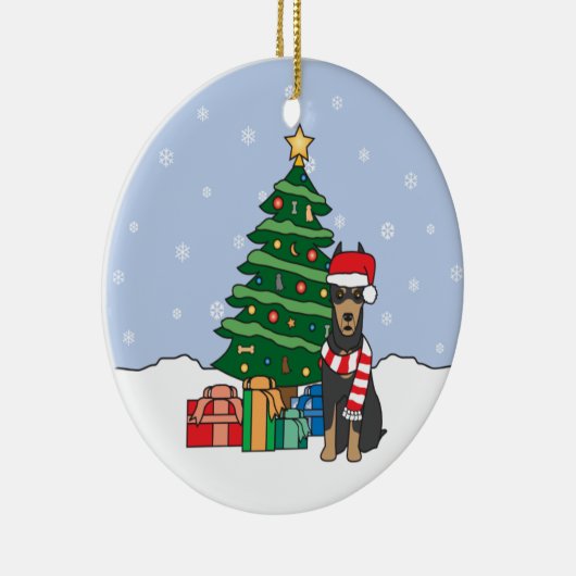 Dobermannpinscher-Weihnachtsverzierung Keramikornament (Rechts)