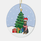 Dobermannpinscher-Weihnachtsverzierung Keramikornament (Links)