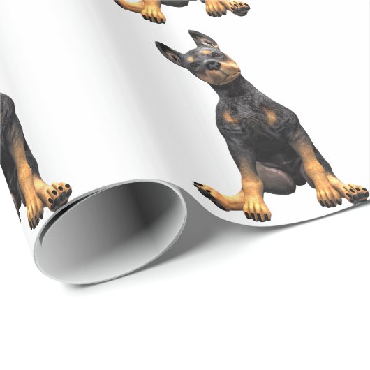 Dobermannpinscher-Welpen-Sitzen Geschenkpapier (Rolleneckpunkt)