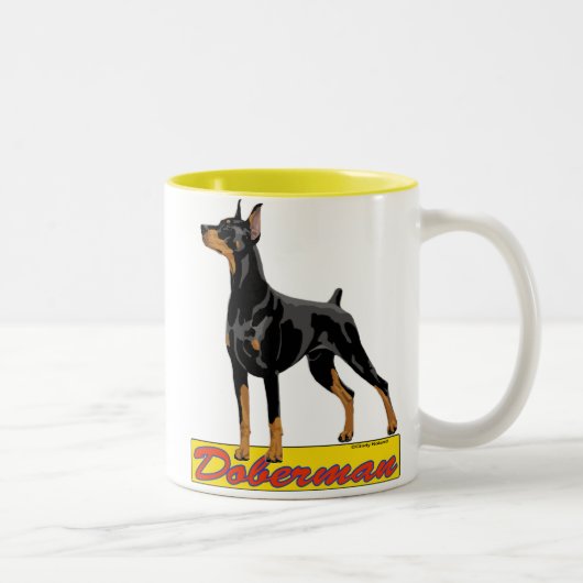 Dobermannschwarzes und -ROT Zweifarbige Tasse (Rechts)