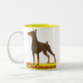 Dobermannschwarzes und -ROT Zweifarbige Tasse (Links)