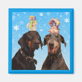 Dobermans Winter Weihnachtsmagnet Magnet (Vorne)