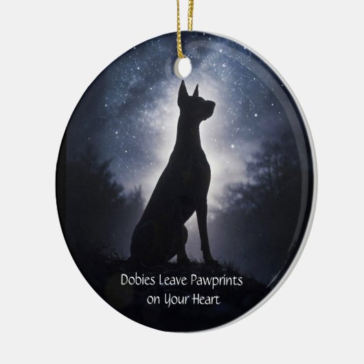 Dobie oder Dobermann Pinscher Weihnachtsfeiertag Keramik Ornament (Links)
