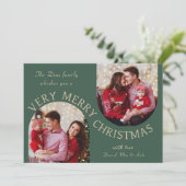 Doble Arch grün Sehr frohe Weihnachtsfotokarte Dankeskarte (Stehend Vorderseite)