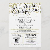Doble Celebration Confetti Faux Gold Invitation Einladung (Vorderseite)