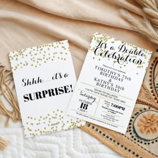 Doble Celebration Confetti Faux Gold Invitation Einladung