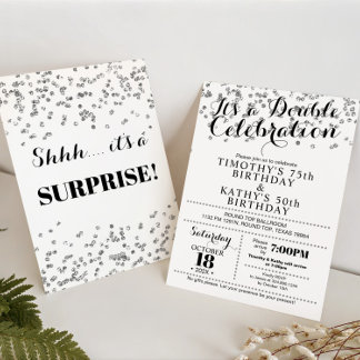 Doble Celebration Confetti Faux Silver Invitation Einladung