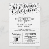 Doble Celebration Confetti Faux Silver Invitation Einladung (Vorderseite)