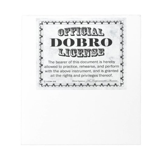 Dobro-Lizenz Notizblock (Vorderseite)