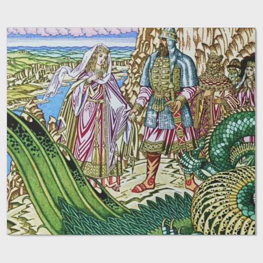 "Dobrynya Nikitich rettet Zabava" von Ivan Bilibin Geschenkpapier (Flach)