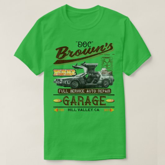 Doc Browns Auto Reparaturshop Worlts T-Shirt (Design vorne)