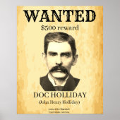 Doc Holliday Wollte Old West Vintage Gesetzlosigke Poster (Vorne)