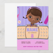 Doc McStuffins Pink Lila Geburtstag Einladung (Vorne/Hinten)