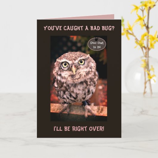 Doc Owl Get Well Card Karte (Gelbe Blume)