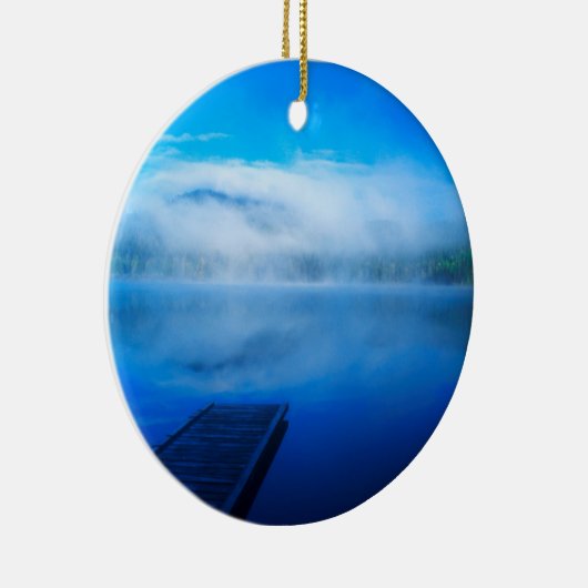 Dock on ruhe misty Lake, Kalifornien Keramikornament (Rechts)