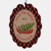 Dock The Halls Kanu Weihnachtsbaum Foto Kariert Ornament Karte (Links)