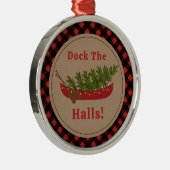Dock The Halls Kanu Weihnachtsbaum Kariert Ornament Aus Metall (Rechts)