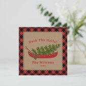 Dock The Halls Weihnachtsbaum Kanu Kariertes Foto Karte (Stehend Vorderseite)